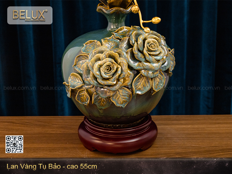 Chậu lan vàng tụ bảo mạ vàng 24k&nbsp;